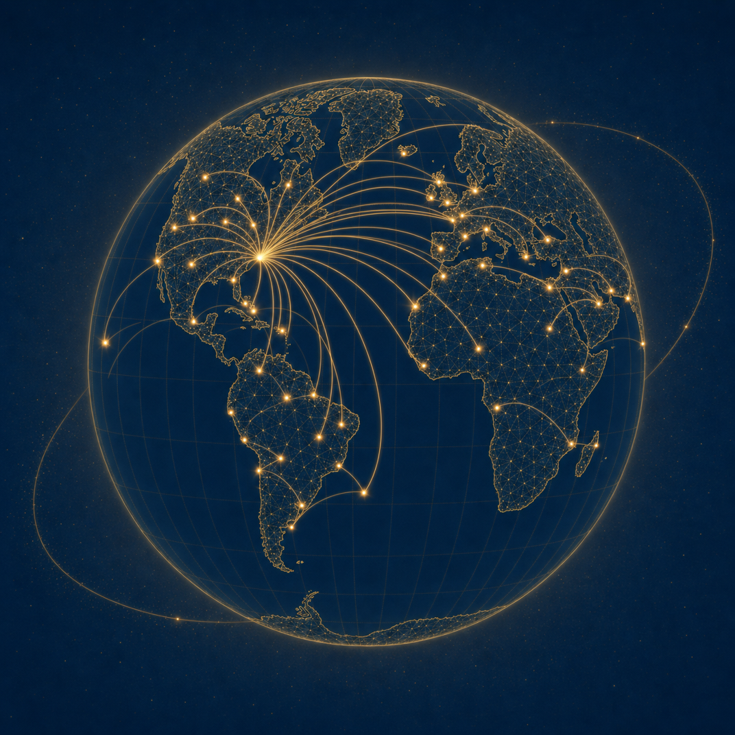 Globe illustration signaling Majesty's domestic and international project experience